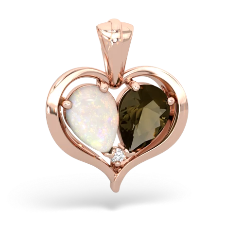 opal-smoky quartz half heart whole pendant