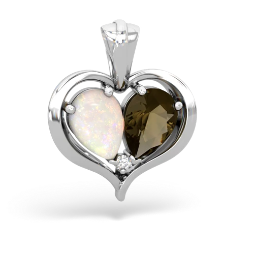 opal-smoky quartz half heart whole pendant