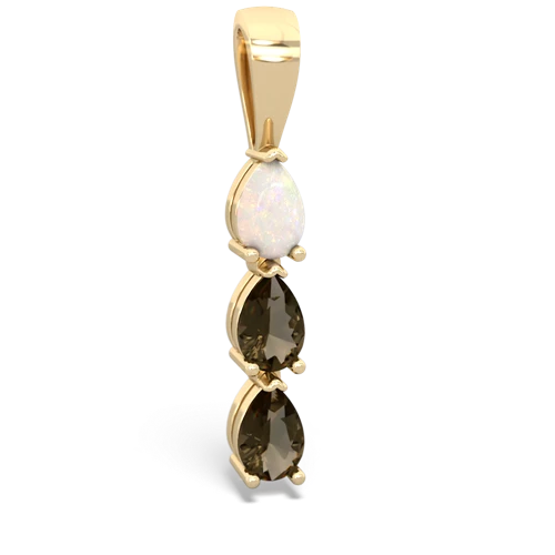 opal-smoky quartz three stone pendant