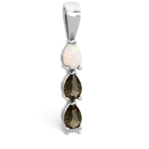 opal-smoky quartz three stone pendant