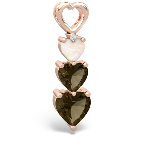 opal-smoky quartz three stone pendant