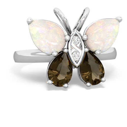 opal-smoky quartz butterfly ring