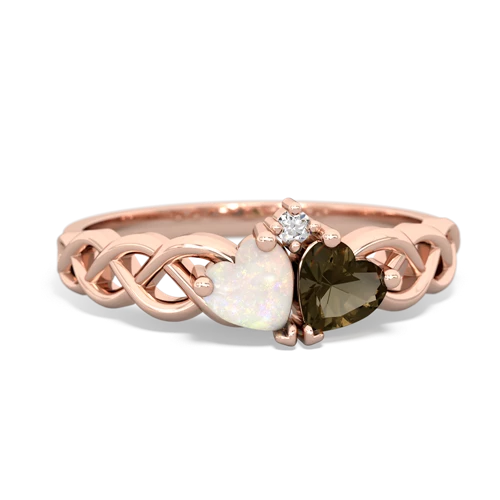 opal-smoky quartz celtic braid ring