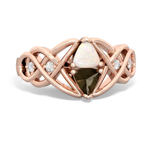 Opal Genuine Opal with Genuine Smoky Quartz Keepsake Celtic Knot ring Ring