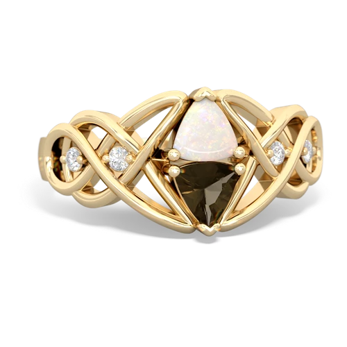 opal-smoky quartz celtic knot ring