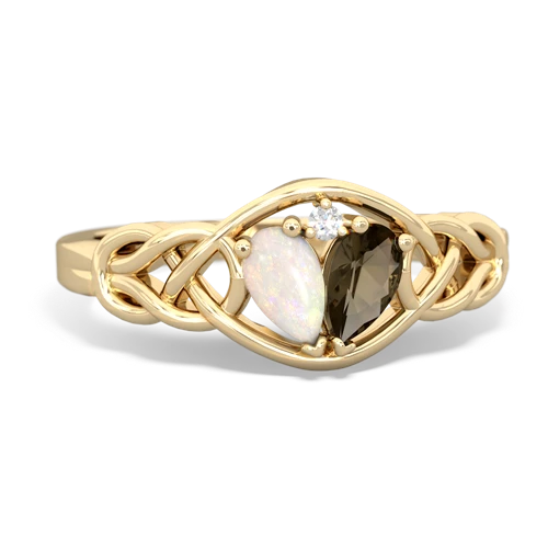 opal-smoky quartz celtic knot ring