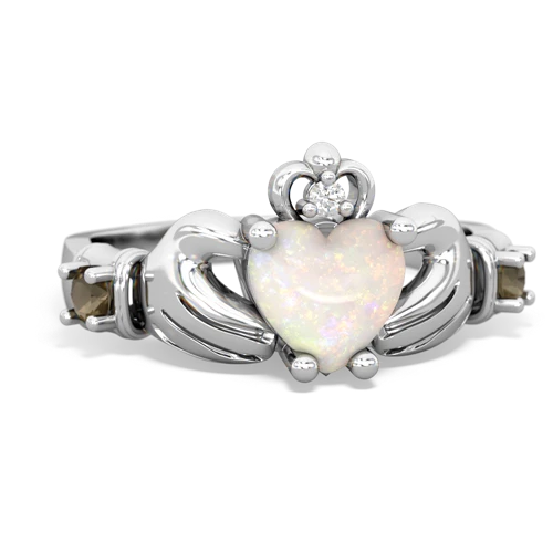opal-smoky quartz claddagh ring