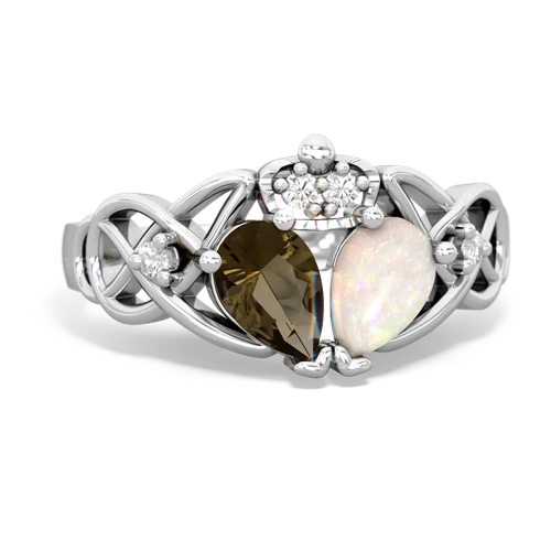 opal-smoky quartz claddagh ring