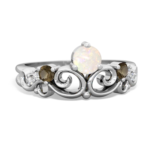 Opal Genuine Opal with Genuine Smoky Quartz and Lab Created Alexandrite Crown Keepsake ring Ring
