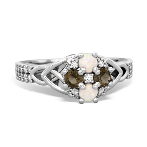 opal-smoky quartz engagement ring