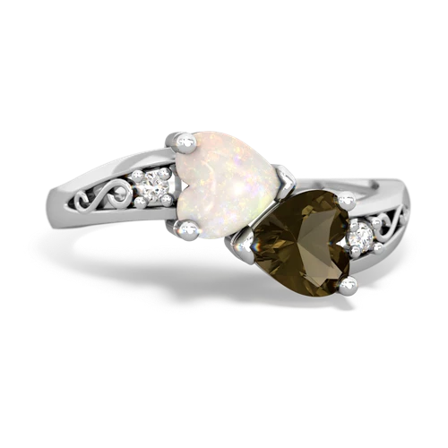 opal-smoky quartz filligree ring