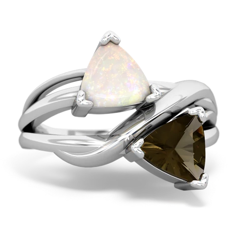 Opal Genuine Opal with Genuine Smoky Quartz Split Band Swirl ring Ring