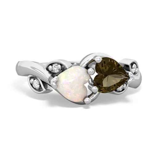 opal-smoky quartz floral keepsake ring