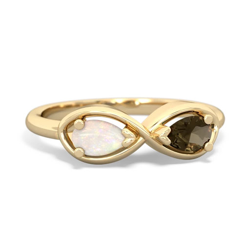 opal-smoky quartz infinity ring