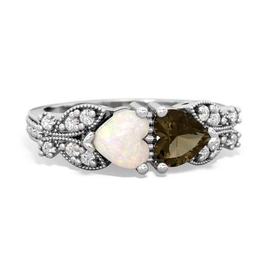 opal-smoky quartz keepsake butterfly ring