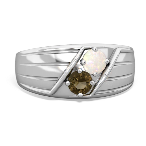 opal-smoky quartz mens ring