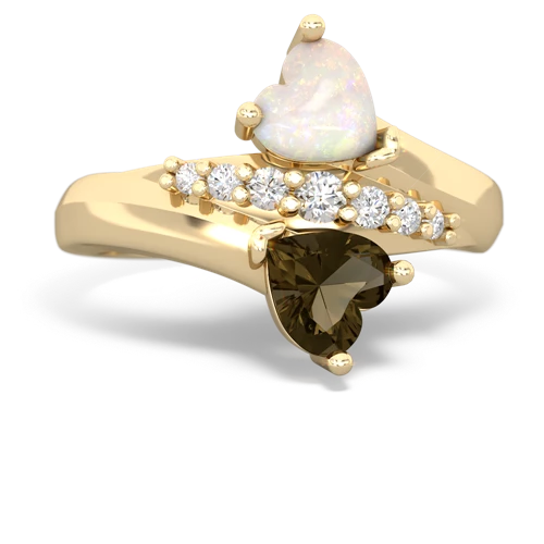 opal-smoky quartz modern ring