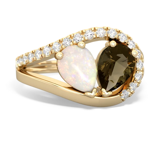 Opal Genuine Opal with Genuine Smoky Quartz Nestled Heart Keepsake ring Ring