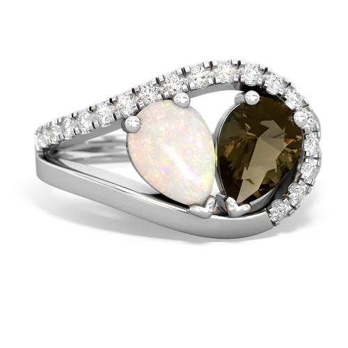 opal-smoky quartz pave heart ring