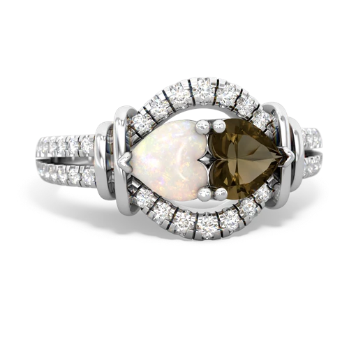 Opal Genuine Opal with Genuine Smoky Quartz Art-Deco Keepsake ring Ring