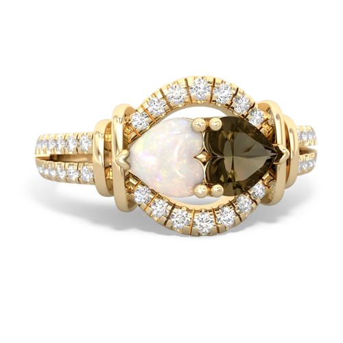 opal-smoky quartz pave keepsake ring