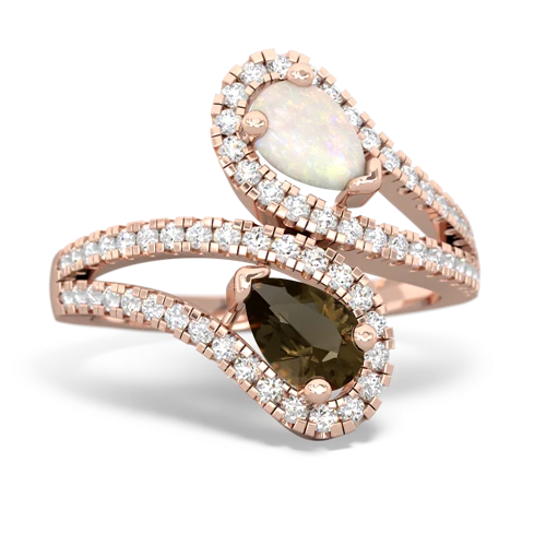 Opal Genuine Opal with Genuine Smoky Quartz Diamond Dazzler ring Ring