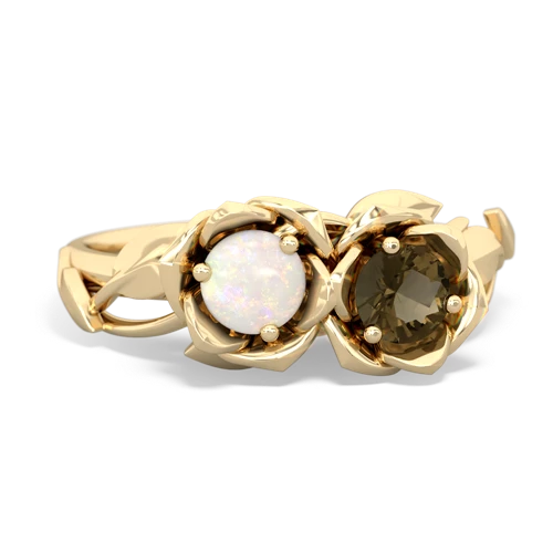 Opal Genuine Opal with Genuine Smoky Quartz Rose Garden ring Ring