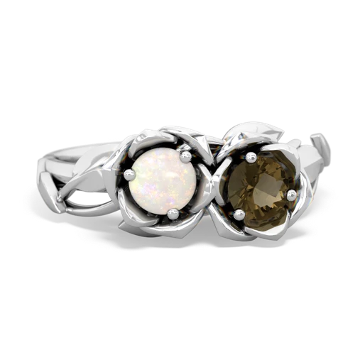 opal-smoky quartz roses ring