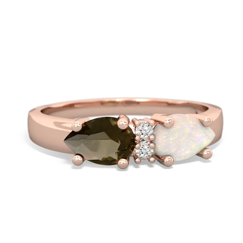 Opal Genuine Opal with Genuine Smoky Quartz Pear Bowtie ring Ring
