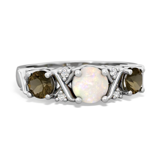 Opal Genuine Opal with Genuine Smoky Quartz and  Hugs and Kisses ring Ring