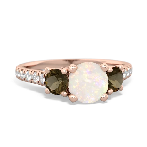 Opal Genuine Opal with Genuine Smoky Quartz and Lab Created Alexandrite Pave Trellis ring Ring