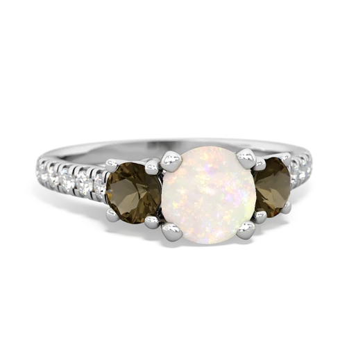opal-smoky quartz trellis pave ring