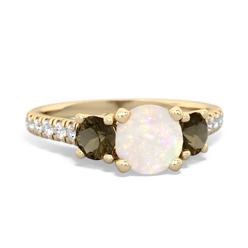 opal-smoky quartz trellis pave ring