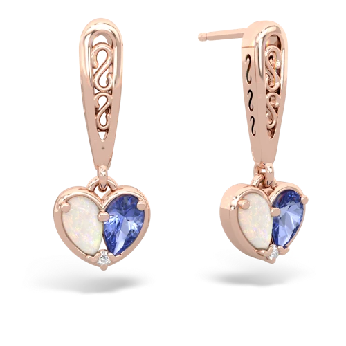 opal-tanzanite filligree earrings