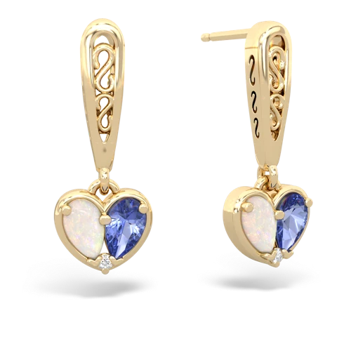opal-tanzanite filligree earrings