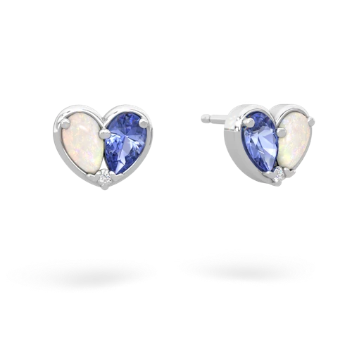 opal-tanzanite one heart earrings