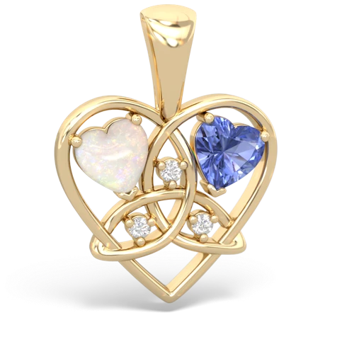 Opal Genuine Opal with Genuine Tanzanite Celtic Trinity Heart pendant Pendant
