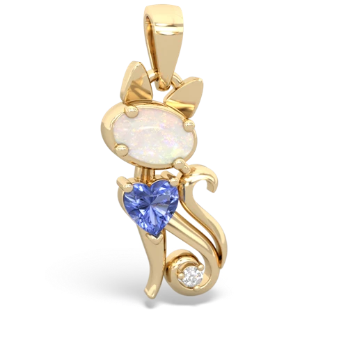 opal-tanzanite kitten pendant