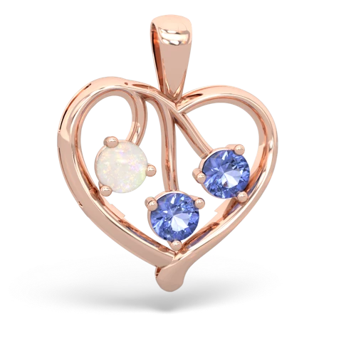 Opal Genuine Opal with Genuine Tanzanite and Lab Created Pink Sapphire Glowing Heart pendant Pendant