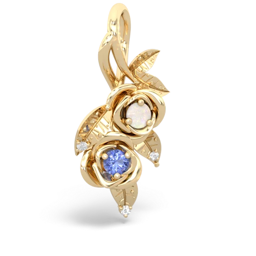 Opal Genuine Opal with Genuine Tanzanite Rose Vine pendant Pendant