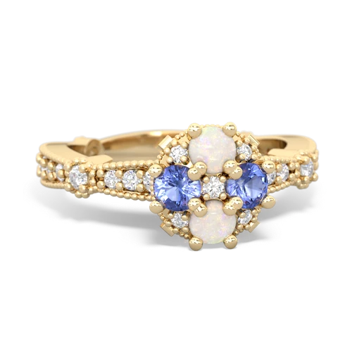 Opal Genuine Opal with Genuine Tanzanite Milgrain Antique Style ring Ring