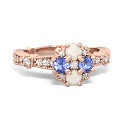 opal-tanzanite art deco engagement ring