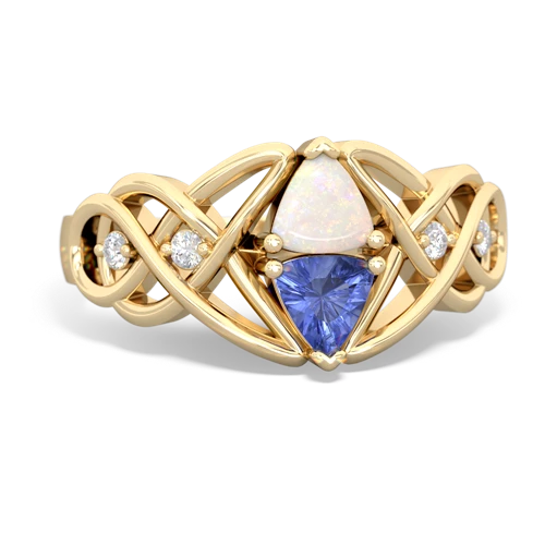 Opal Genuine Opal with Genuine Tanzanite Keepsake Celtic Knot ring Ring