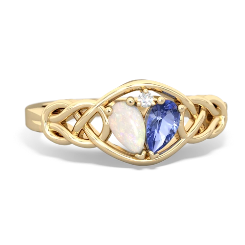 opal-tanzanite celtic knot ring