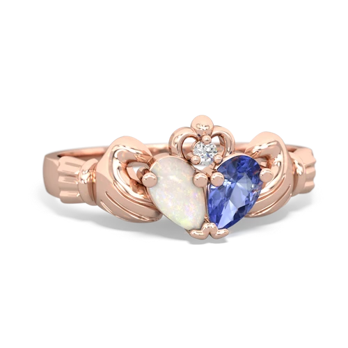 opal-tanzanite claddagh ring