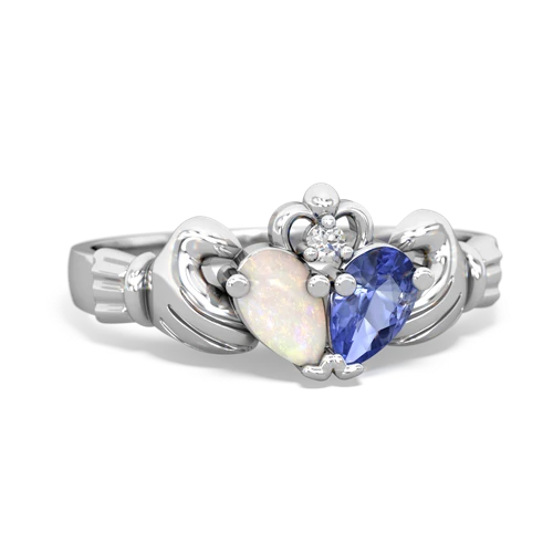 opal-tanzanite claddagh ring