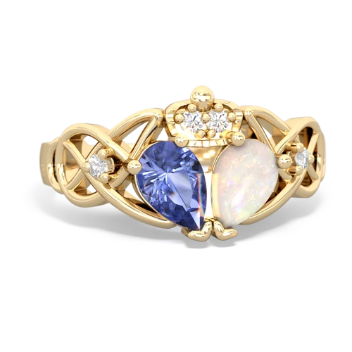 opal-tanzanite claddagh ring