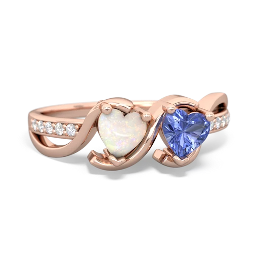 opal-tanzanite double heart ring