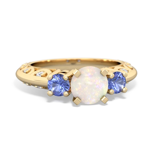 Opal Genuine Opal with Genuine Tanzanite Art Deco ring Ring