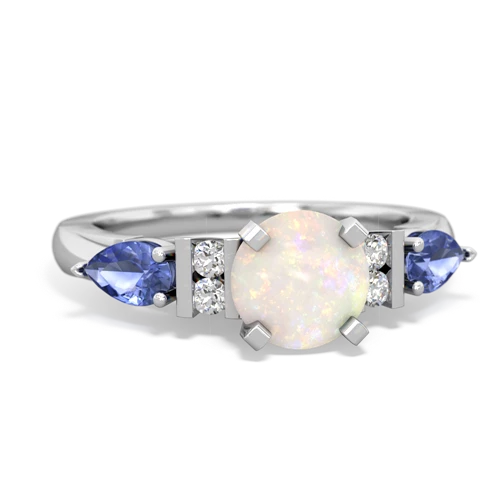 Opal Genuine Opal with Genuine Tanzanite and Lab Created Pink Sapphire Engagement ring Ring